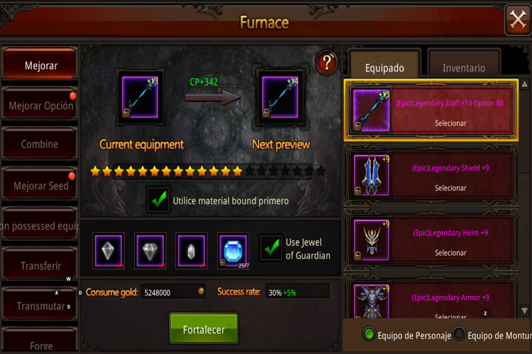 Crear, Mejorar y Refinar items
